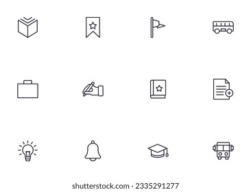 Education line icon set. Collection of high quality signs for web design, mobile app , UI design and etc. Outline icon of education, school, university, learning. 