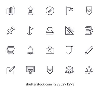 Education line icon set. Collection of high quality signs for web design, mobile app , UI design and etc. Outline icon of education, school, university, learning. 