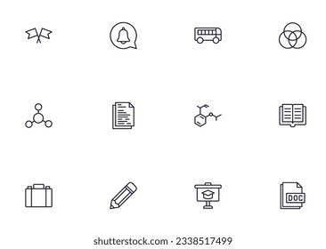 Education line icon set. Collection of high quality signs for web design, mobile app , UI design and etc. Outline icon of education, school, university, learning. 