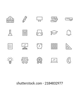 Conjunto de iconos de la línea de educación. Razo vector modificable.