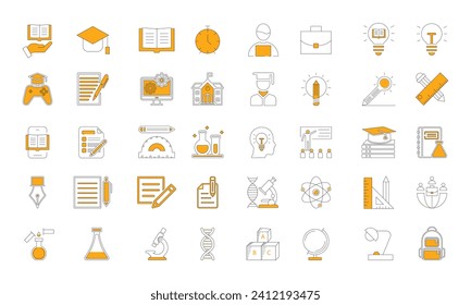 education line  icon set. editable education line icons set. vector illustration in modern line school icons. school subjects, supplies, science