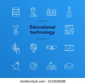 Education line icon set. School, college, subject. Knowledge concept. Can be used for topics like intelligence, university, class