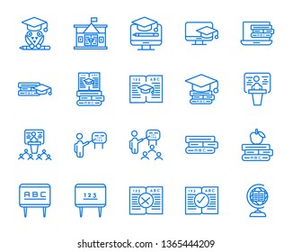 Education line icon set- Set vector line icons in flat design education, school and university with elements for mobile concepts and web apps.