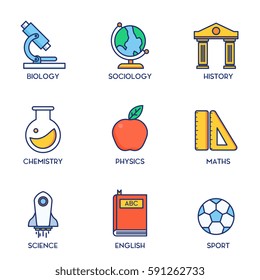 Education Line Icon Set, Vector Illustration