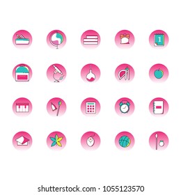 Education line icons. Back to school graphic design.