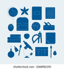 Education line icons. Back to school graphic design.