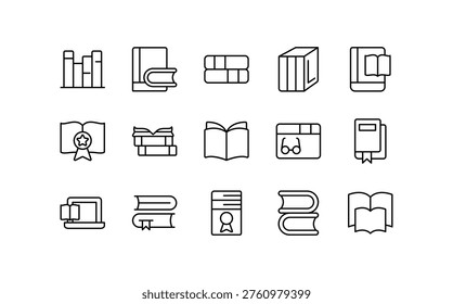 Education line icons. Back to school, book, school subjects, supplies, science, education, E-books, library, literature, editable vector stroke icon