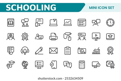 Education line icons collection. Big UI icon set in a flat design. Thin outline icons pack. Thin line icons set of academic subjects and education. Outline symbol collection.