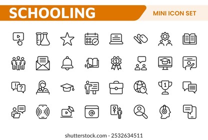 Education line icons collection. Big UI icon set in a flat design. Thin outline icons pack. Thin line icons set of academic subjects and education. Outline symbol collection.