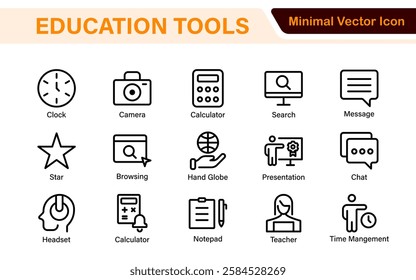 Education line icons collection. Big UI icon set in a flat design. Thin outline icons pack. Thin line icons set of academic subjects and education. Outline symbol collection.
