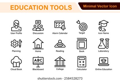 Education line icons collection. Big UI icon set in a flat design. Thin outline icons pack. Thin line icons set of academic subjects and education. Outline symbol collection.
