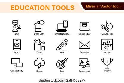 Education line icons collection. Big UI icon set in a flat design. Thin outline icons pack. Thin line icons set of academic subjects and education. Outline symbol collection.
