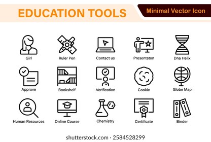 Education line icons collection. Big UI icon set in a flat design. Thin outline icons pack. Thin line icons set of academic subjects and education. Outline symbol collection.
