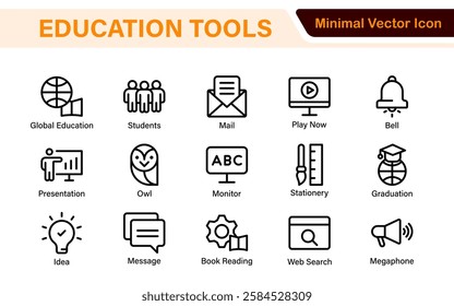 Education line icons collection. Big UI icon set in a flat design. Thin outline icons pack. Thin line icons set of academic subjects and education. Outline symbol collection.
