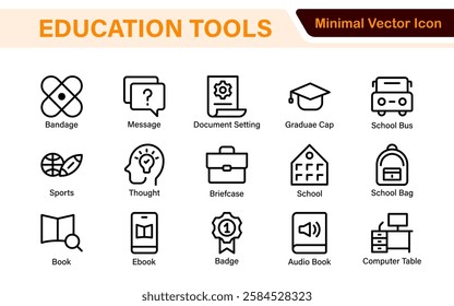 Education line icons collection. Big UI icon set in a flat design. Thin outline icons pack. Thin line icons set of academic subjects and education. Outline symbol collection.
