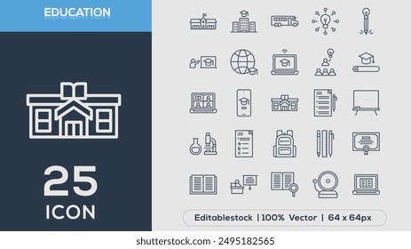 EDUCATION line icons collection Vector illustrator