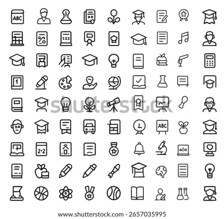 Education Line Icons  Set. Black and White line vector icon set.