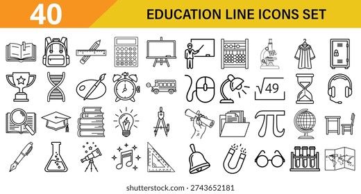 Education Line Icons Set - Essential graphics for learning, knowledge, and academic pursuits
