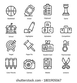 education line icons set isolated on white background
