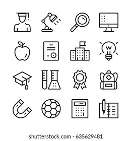 Education line icons set. Modern graphic design concepts, simple outline elements collection. Vector line icons