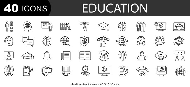 Education line icons set. Education, School, Book . Vector illustration