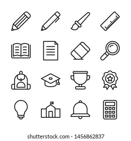 Education line icons set vector illustration