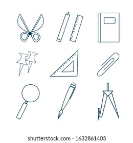 Education line icons set vector illustration