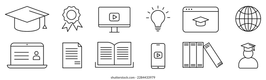 Education line icons set. Vector illustration isolated on white background