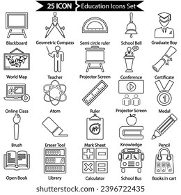 Education Line Icons Set, Vector graphics