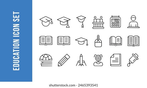 Conjunto de iconos de línea de Educación con colecciones de Vector