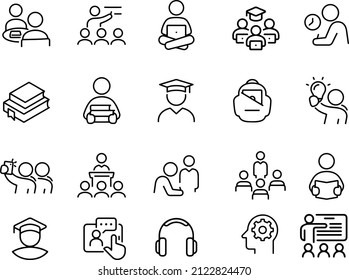 education  line icons vector design 
