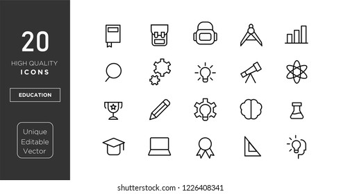 education line icons. vector linear icon set.