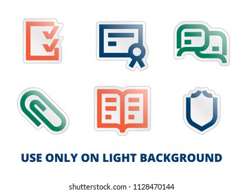 Education line stickers with shadow; Use only on light background