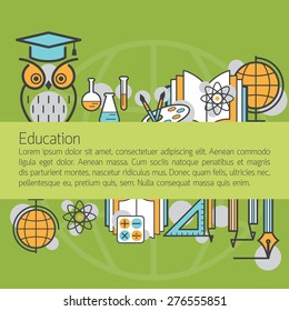 Education Linear Icons Layout Background, Linear, Line, Icons and Objects Style