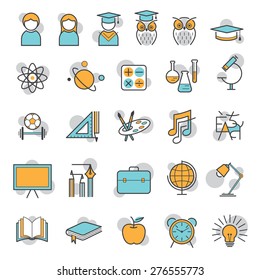 Education Linear Icons Objects Set