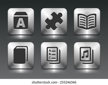Education and Literacy  on Silver Square Buttons