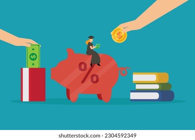 Education loan, scholarship or grant 2d vector illustration concept for banner, website, illustration, landing page, flyer, etc.