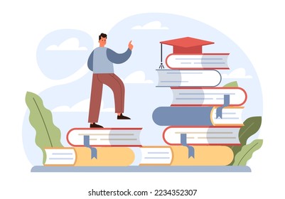 Education loan. Student characters paying debt for education. Tuition fee concept. Flat vector illustration