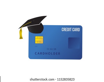 education loan. tassel and credit card. Education illustration isolated over a white background