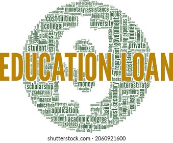 Education Loan Vector Illustration Word Cloud Stock Vector (Royalty