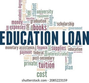 Education Loan Vector Illustration Word Cloud Stock Vector (Royalty