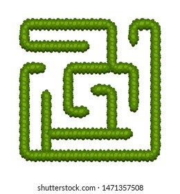 Education logic game bush labyrinth for kids. Find right way. Isolated simple square maze on white background. Vector illustration. 