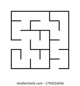 Lernlogik-Spiel. Finden Sie den richtigen Weg. Labyrinth, Rätsel für Kinder. Einzeln einfaches quadratisches Labyrinth mit schwarzer Linie auf weißem Hintergrund. Vektorgrafik.