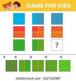 Education logic game for kids development of logic iq. Kids activity sheet.  Geometric figure.  Children funny riddle entertainment