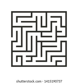 Education logic game labyrinth for kids. Find right way. Isolated simple square maze black line on white background. Vector illustration. 