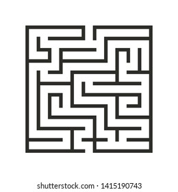 Education logic game labyrinth for kids. Find right way. Isolated simple square maze black line on white background. Vector illustration. 