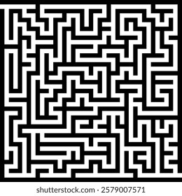 Education logic game labyrinth for kids. Find right way. Isolated simple square maze black line on white background. With the solution. Vector illustration