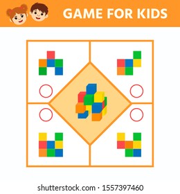 Education logic game for preschool kids. Kids activity sheet. How many cubes in a figure. Children funny riddle entertainment. Vector illustration