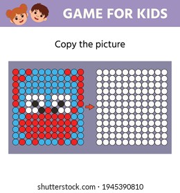 Education Logic Game For Preschool Kids. Copy The Picture. Crab. Learning Symmetry For Preschool Children And Kids. Printable Worksheet. Mosaic.