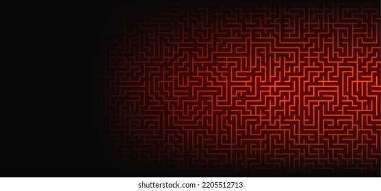 Education logic, labyrinth line, route. Black square maze. Vector. Find the way, labyrinth riddle. Black, white geometric pattern. labyrinth design icon. Maze tangled lines. Thinking game banner